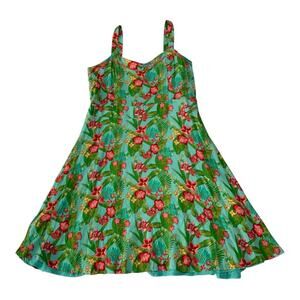 Matilda Jane size 12 large green tropical floral dress sleeveless mommy and me m